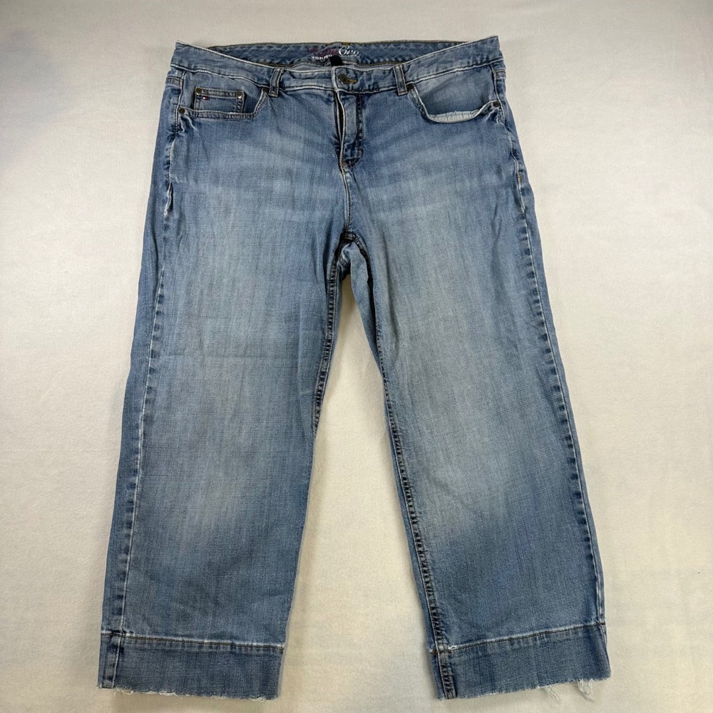 Tommy Hilfiger True Girl Cropped Raw Hem Jeans Medium Wash Size 18 443012